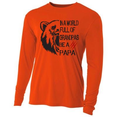 In A World Full Of Grandpas Be A Papa Bear Funny Gift Cooling Performance Long Sleeve Crew