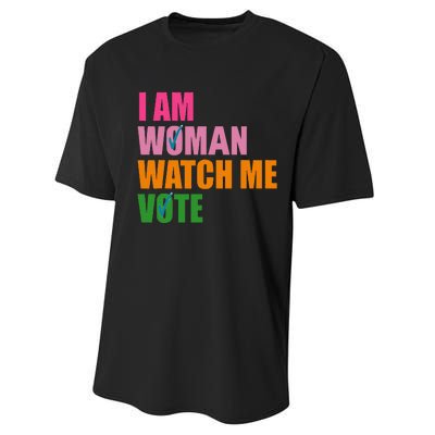 I Am Woman Watch Me Vote Performance Sprint T-Shirt