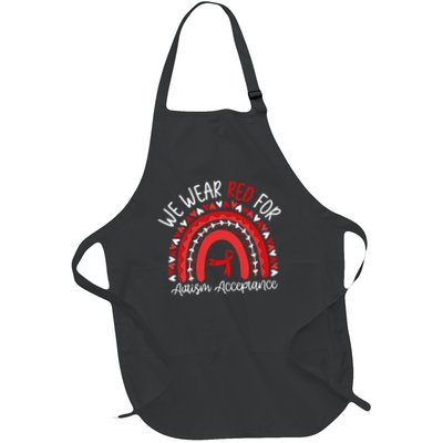 In April We Wear Red Instead Autism Awareness Acceptance Full-Length Apron With Pockets
