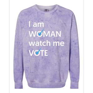 I Am Woman Watch Me Vote 2024 Blue Wave Vote Colorblast Crewneck Sweatshirt