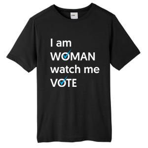 I Am Woman Watch Me Vote 2024 Blue Wave Vote Tall Fusion ChromaSoft Performance T-Shirt