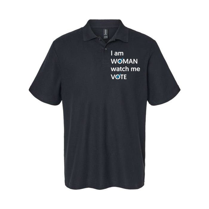 I Am Woman Watch Me Vote 2024 Blue Wave Vote Softstyle Adult Sport Polo