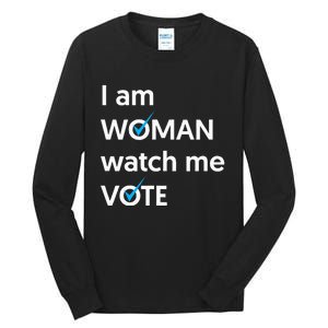 I Am Woman Watch Me Vote 2024 Blue Wave Vote Tall Long Sleeve T-Shirt