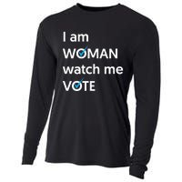 I Am Woman Watch Me Vote 2024 Blue Wave Vote Cooling Performance Long Sleeve Crew