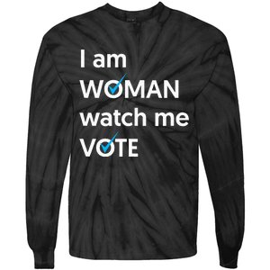 I Am Woman Watch Me Vote 2024 Blue Wave Vote Tie-Dye Long Sleeve Shirt