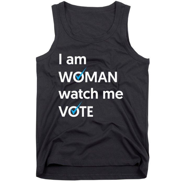 I Am Woman Watch Me Vote 2024 Blue Wave Vote Tank Top