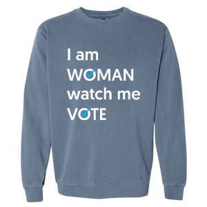 I Am Woman Watch Me Vote 2024 Blue Wave Vote Garment-Dyed Sweatshirt