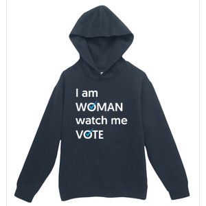 I Am Woman Watch Me Vote 2024 Blue Wave Vote Urban Pullover Hoodie