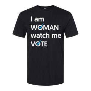 I Am Woman Watch Me Vote 2024 Blue Wave Vote Softstyle CVC T-Shirt