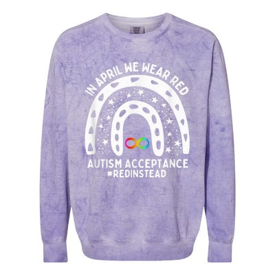 In April We Wear Red Autism Awareness Acceptance Red Instead Colorblast Crewneck Sweatshirt