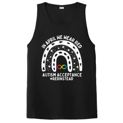 In April We Wear Red Autism Awareness Acceptance Red Instead PosiCharge Competitor Tank