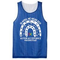 In April We Wear Red Autism Awareness Acceptance Red Instead Mesh Reversible Basketball Jersey Tank