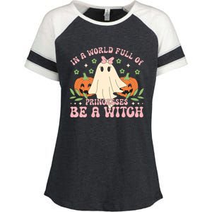 In A World Full Of Princesses Be A Witch Groovy Halloween Cute Gift Enza Ladies Jersey Colorblock Tee