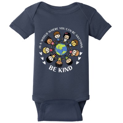 In A World Be Kind Earth Anti Bullying Unity Day Orange Baby Bodysuit