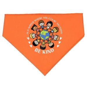 In A World Be Kind Earth Anti Bullying Unity Day Orange USA-Made Doggie Bandana