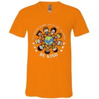 In A World Be Kind Earth Anti Bullying Unity Day Orange V-Neck T-Shirt