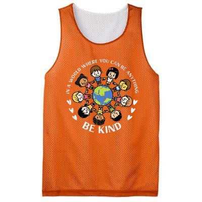 In A World Be Kind Earth Anti Bullying Unity Day Orange Mesh Reversible Basketball Jersey Tank