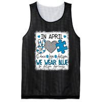 In April We Wear Blue For Autism Awareness Peace Love Autism Mesh Reversible Basketball Jersey Tank