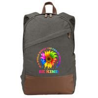 In A World Where You Can Be Anything BE KIND LGBT Rainbow Cotton Canvas Backpack