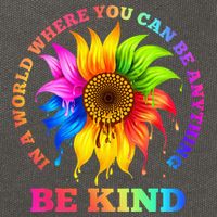 In A World Where You Can Be Anything BE KIND LGBT Rainbow Cotton Canvas Backpack