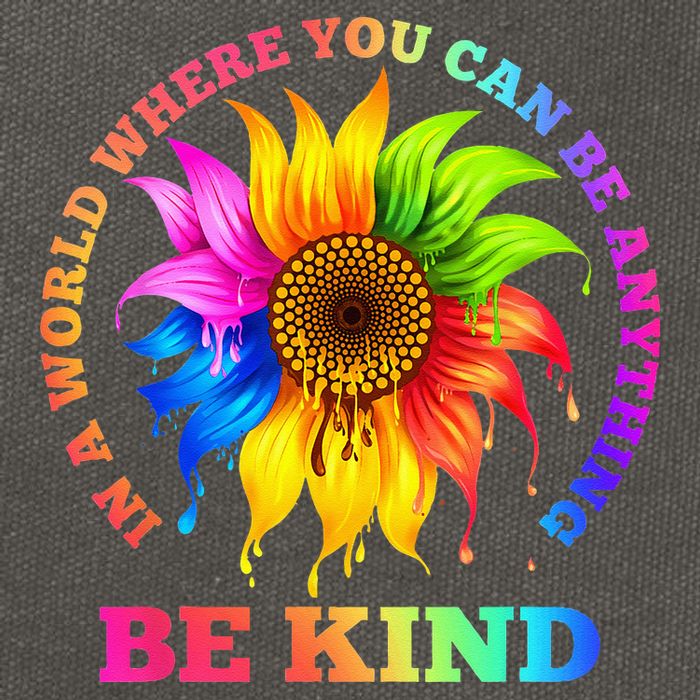 In A World Where You Can Be Anything BE KIND LGBT Rainbow Cotton Canvas Backpack