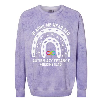 In April We Wear Red Autism Awareness Acceptance Red Instead Colorblast Crewneck Sweatshirt