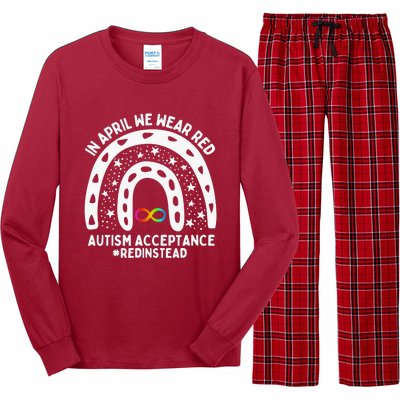 In April We Wear Red Autism Awareness Acceptance Red Instead Long Sleeve Pajama Set