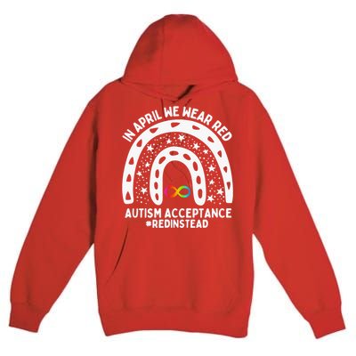 In April We Wear Red Autism Awareness Acceptance Red Instead Premium Pullover Hoodie