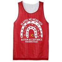 In April We Wear Red Autism Awareness Acceptance Red Instead Mesh Reversible Basketball Jersey Tank