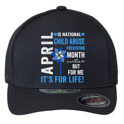 In April We Wear Blue Child Abuse Prevention Awareness Flexfit Unipanel Trucker Cap