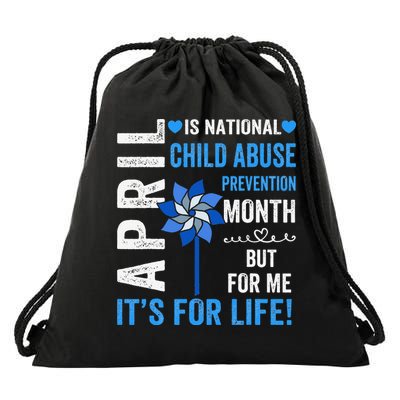 In April We Wear Blue Child Abuse Prevention Awareness Drawstring Bag