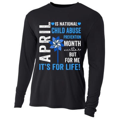 In April We Wear Blue Child Abuse Prevention Awareness Cooling Performance Long Sleeve Crew
