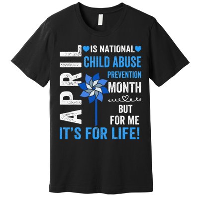 In April We Wear Blue Child Abuse Prevention Awareness Premium T-Shirt