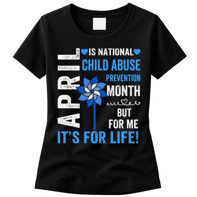 In April We Wear Blue Child Abuse Prevention Awareness Womens T-Shirt