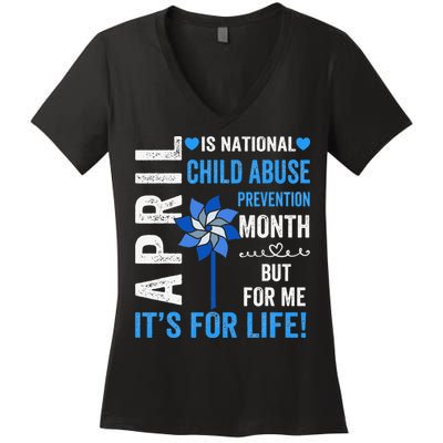 In April We Wear Blue Child Abuse Prevention Awareness Women's V-Neck T-Shirt