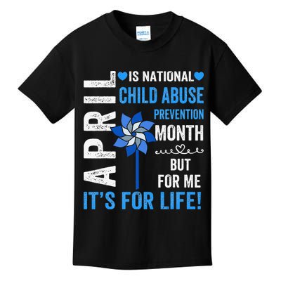In April We Wear Blue Child Abuse Prevention Awareness Kids T-Shirt