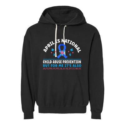 In April We Wear Blue Child Abuse Prevention awareness Heart Garment-Dyed Fleece Hoodie