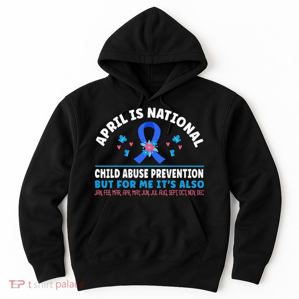 In April We Wear Blue Child Abuse Prevention awareness Heart Hoodie