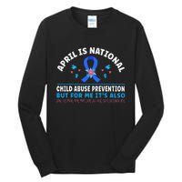 In April We Wear Blue Child Abuse Prevention awareness Heart Tall Long Sleeve T-Shirt