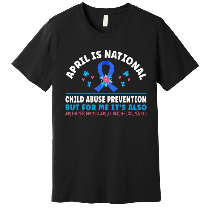 In April We Wear Blue Child Abuse Prevention awareness Heart Premium T-Shirt