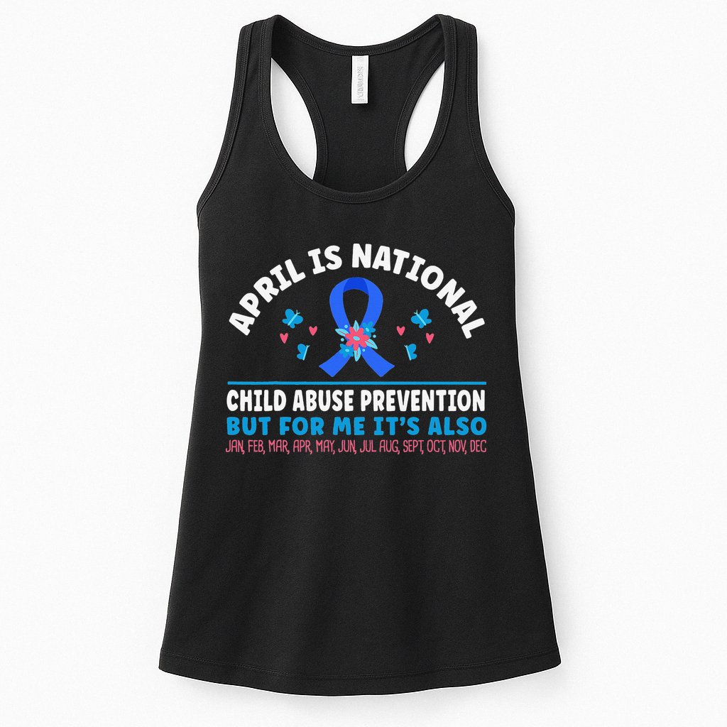 In April We Wear Blue Child Abuse Prevention awareness Heart Womens Tank Top