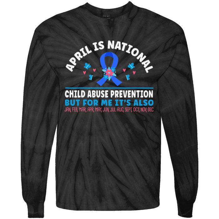 In April We Wear Blue Child Abuse Prevention awareness Heart Tie-Dye Long Sleeve Shirt