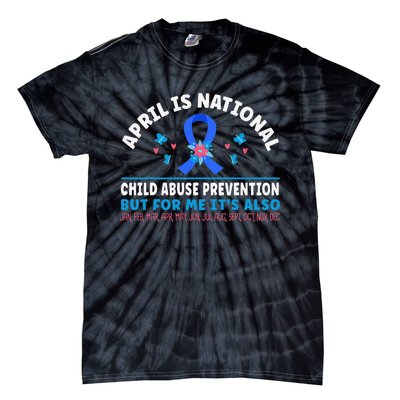 In April We Wear Blue Child Abuse Prevention awareness Heart Tie-Dye T-Shirt