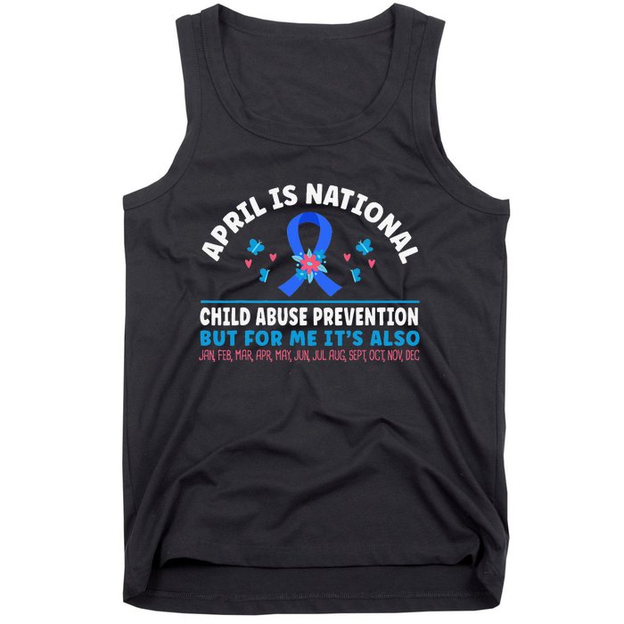 In April We Wear Blue Child Abuse Prevention awareness Heart Tank Top