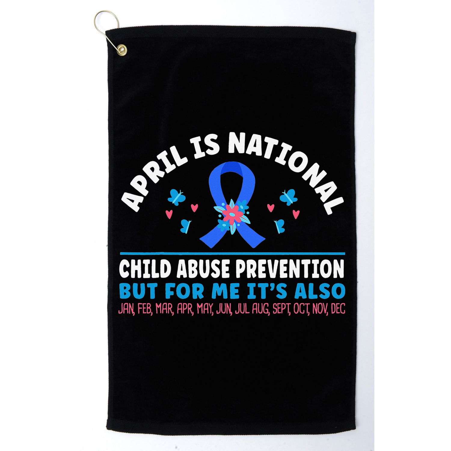 In April We Wear Blue Child Abuse Prevention awareness Heart Golf Towel