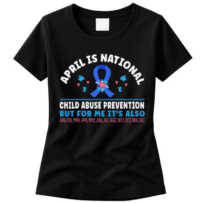 In April We Wear Blue Child Abuse Prevention awareness Heart Womens T-Shirt