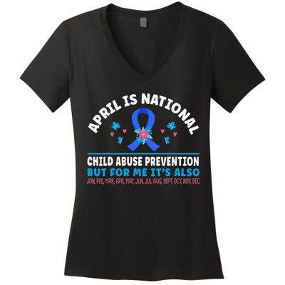 In April We Wear Blue Child Abuse Prevention awareness Heart Women's V-Neck T-Shirt