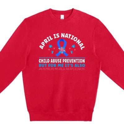 In April We Wear Blue Child Abuse Prevention awareness Heart Premium Crewneck Sweatshirt