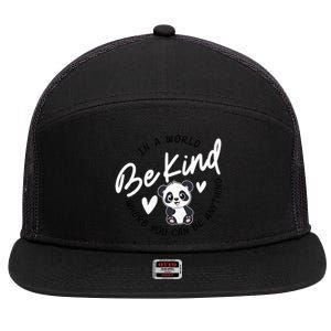 In A World Be Kind Panda Anti Bullying Unity Day Orange 7 Panel Mesh Trucker Snapback Hat