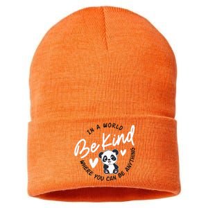 In A World Be Kind Panda Anti Bullying Unity Day Orange Sustainable Knit Beanie